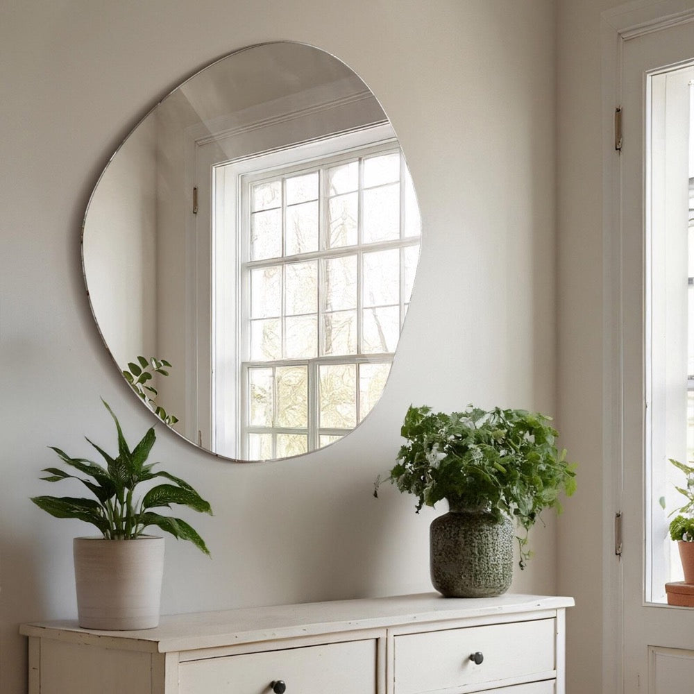 Frameless Mirror, Wavy Mirror, Bathroom Aesthetic Mirror, Stylish Mirror,