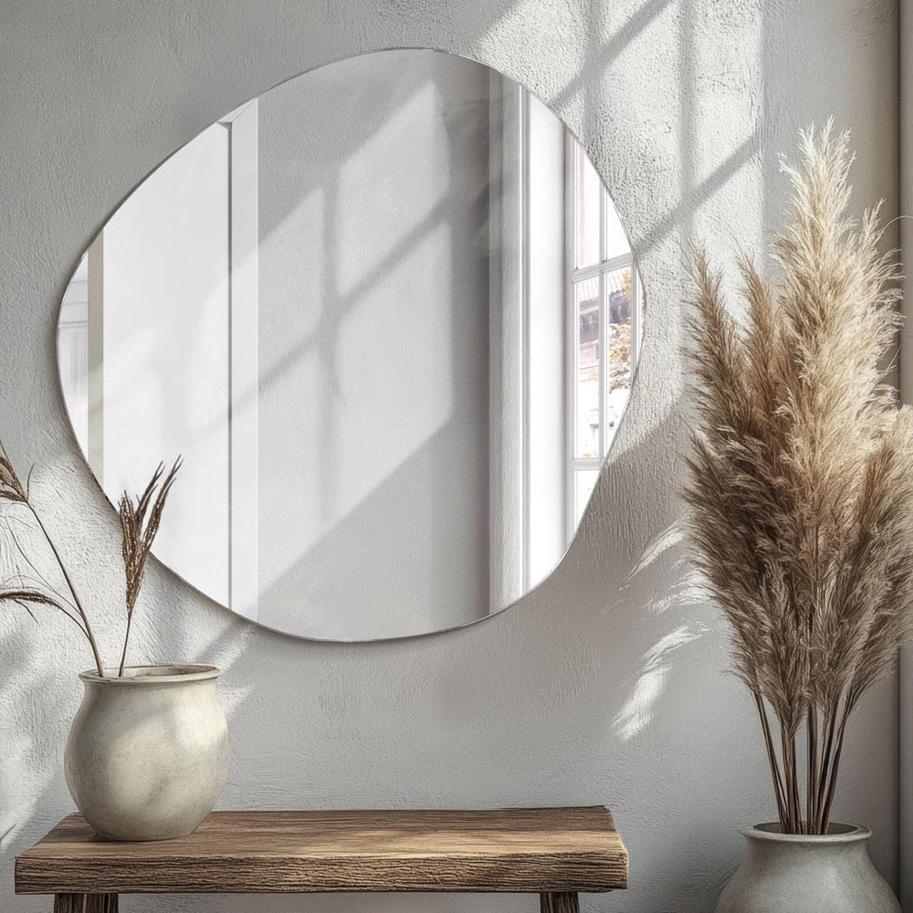 Frameless Mirror, Wavy Mirror, Bathroom Aesthetic Mirror, Stylish Mirror,