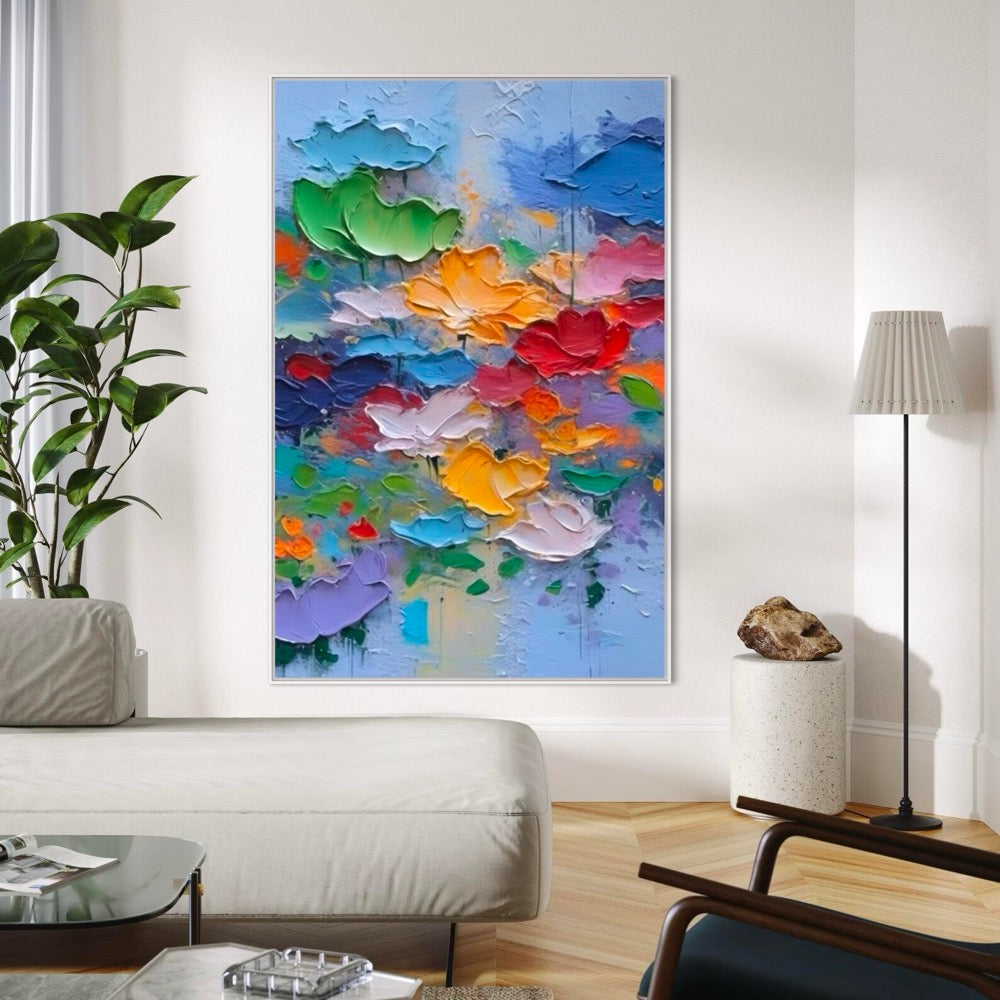 Vibrant Abstract Floral Acrylic Painting