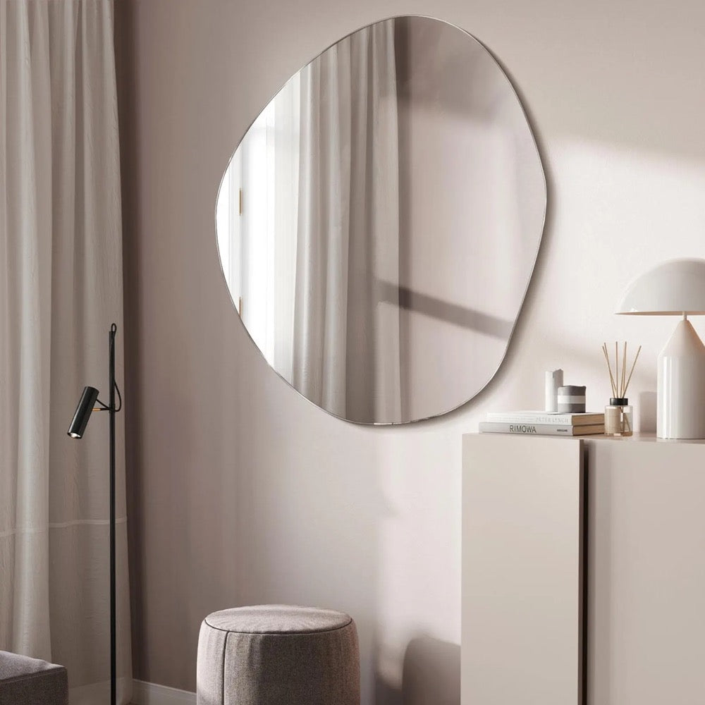Frameless Mirror, Wavy Mirror, Bathroom Aesthetic Mirror, Stylish Mirror,