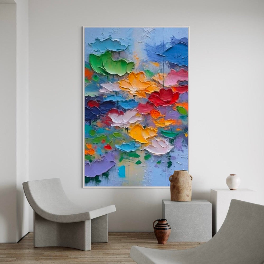 Vibrant Abstract Floral Acrylic Painting