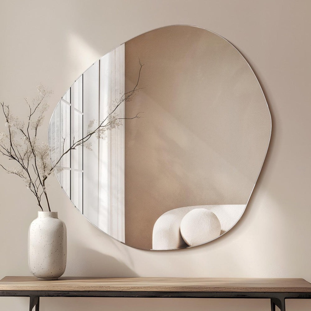 Frameless Mirror, Wavy Mirror, Bathroom Aesthetic Mirror, Stylish Mirror,