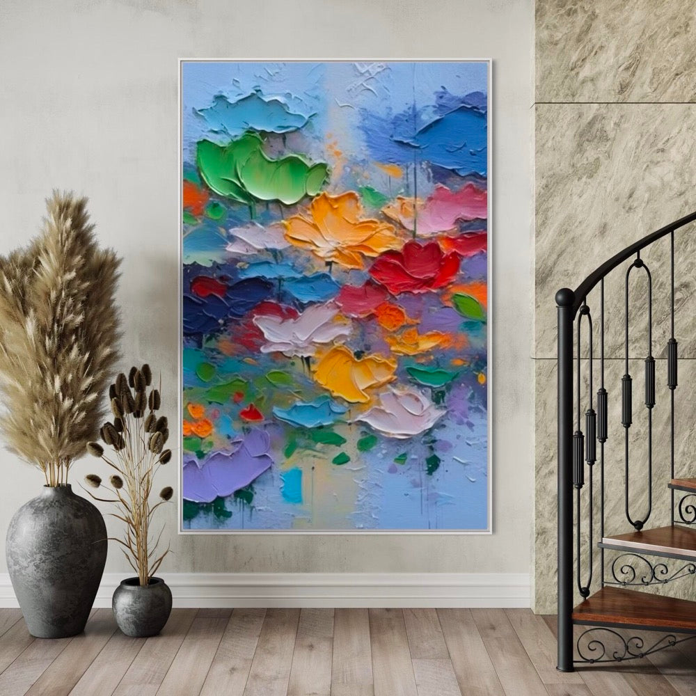 Vibrant Abstract Floral Acrylic Painting